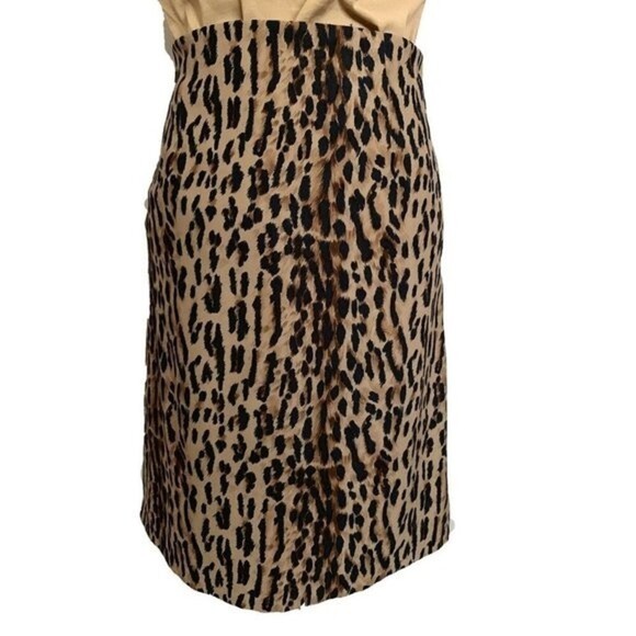 A.B.S by Allen Schwartz Leopard Print Black & Brown A-line Skirt Size 10P - Picture 5 of 12